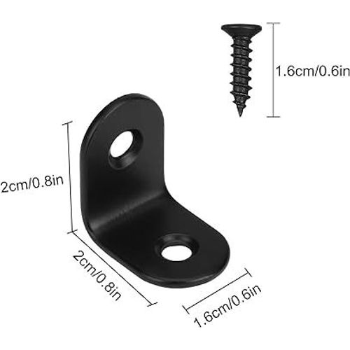 20 * 20mm 1pcs Noir Coin Accolade De 90 Degrés Équerre À Angle Droit Crochets En Acier Inoxydable Angle De Support Avec Des Vis Pour La Fabrication De Meubles De Bureau Table Plateau