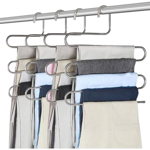 Cintres à pantalons, cintres polyvalents à 5 niveaux en acier inoxydable pour foulards, jeans, vêtements, pantalons, serviettes