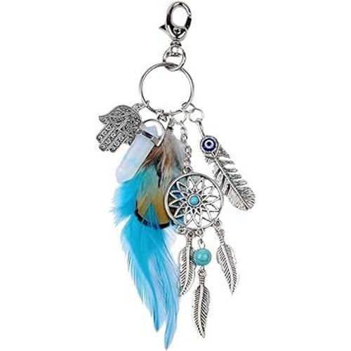 Porte-Clés Bohême Pendentif Attrape-Rêves Porte-Clés Porte-Clés Clip Porte-Clés Porte-Clés De Voiture Porte-Clés Sac À Main Boucle Breloques Accessoires Bleu Durable Et Pratique-Générique