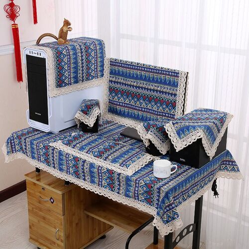 Pièces (Bleu), Protections d'écran TV, Housse de protection pour écran TV/ordinateur, anti-poussière et décorative, intérieur et extérieur, avec rabat avant (Taille : 17-22 pouces)
