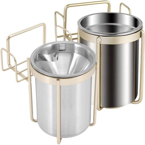 Lot de 2 cendriers muraux en acier inoxydable, à suspendre au mur, pour toilettes, sans perforation, pour bureau