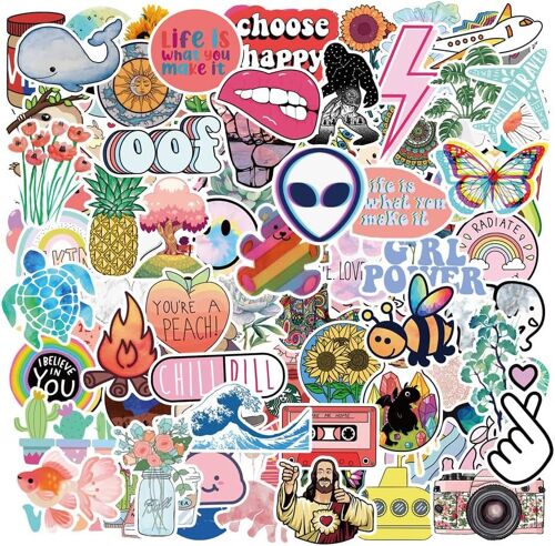 100 Autocollants Pour Ordinateur Portable,Motif Graffiti, Étanche,Pour Ordinateur Portable,Bagages,Skateboard,Mallette De Voyage,Pour Enfants Et Adultes