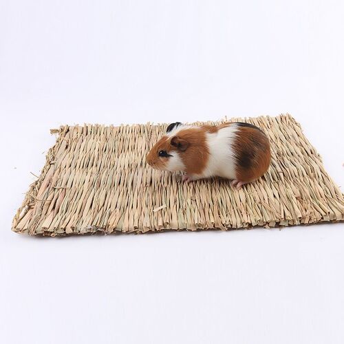 Tapis D'herbe Naturelle Tissée (L39w27), Petit Lit À Mâcher Pour Hamsters, Cochons, Lapins Et Perroquets