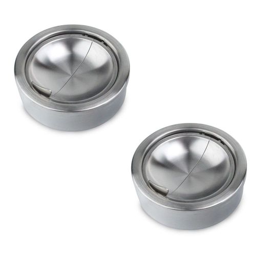 Cendrier rond en acier inoxydable brossé épais en deux parties, 12 cm × 5,5 cm, portable et créatif, avec couvercle pour bar de salon