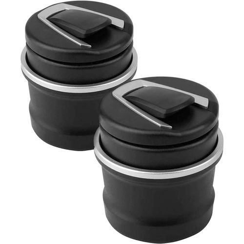 Lot de 2 cendriers de voiture coupe-vent noirs, détachables, portables, 2 en 1, pour voiture, sans cendrier
