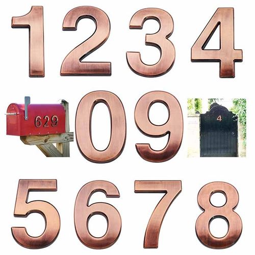 Numéros de boîte aux lettres de Bronze 3D 0-9-Noir, Numéros de maison auto-adhésifs verser boîtes aux lettres, bureaux, autocollants verser voitures