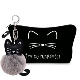 (Chat Mignon)Trousse De Toilette De Voyage Pliable, Voyage Cosmétique Sac Grande Capacité Organisateur Trousse À Maquillage Trousse Scolaire Trousse À Crayon Et À Stylo