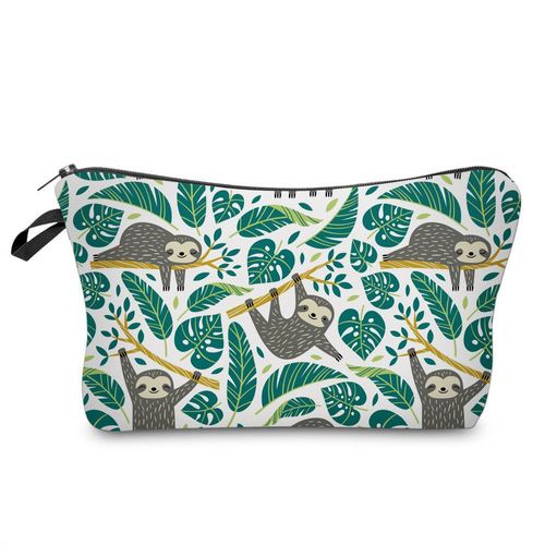 Trousse De Toilette En Toile À Fermeture Éclair, Mini Trousse De Toilette, Rangement De Produits De Beauté, Maquillage, Accessoire De Voyage Pour Filles, Motif Paresseux-Générique