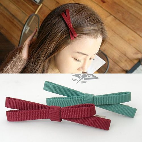 Lot De 2 Pinces À Cheveux Version Coréenne, Accessoires Pour Coiffure, Tissu, N?ud Croisé, Épingle À Cheveux, Pince À Bec De Canard - Sur 