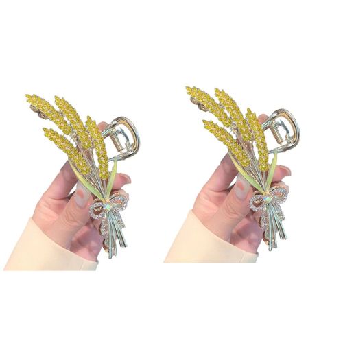 Lot De 2 Pinces À Cheveux Élégantes En Métal Pour Femme, En Alliage De Blé Doré, Pinces À Griffes, Accessoires Pour Queue De Cheval, Accessoires Pour Cheveux 