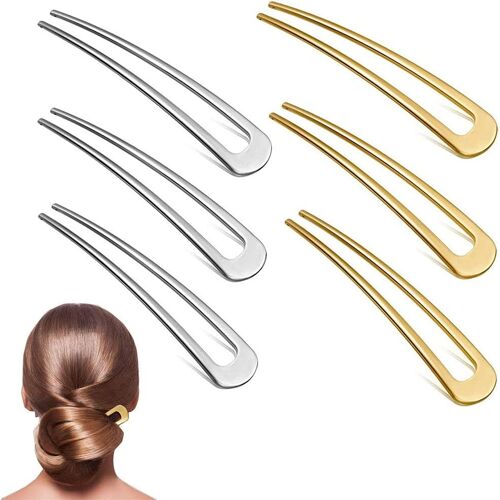 Kal-Métal Simple Bâton De Cheveux, 6 Pièces Épingle À Cheveux En Forme, Épingle À Cheveux En Métal, Pour Les Mariages, Soirées À Thème, Anniversaires, Anniversaires(Or Et Argent) 
