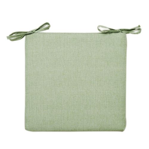 1 X Coussin De Chaise D'été En Coton Lin Vert Clair - 40 X 40 X 4 Cm - Aspect Lin Uni - Résistant Aux Taches Et À L'eau - Avec Sangle De Fixation