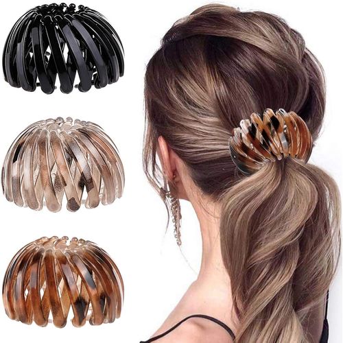 Lot De 3 Élastiques À Cheveux Rétractables En Forme De Nid D'oiseau, Pinces À Cheveux Automatiques Pour Queue De Cheval, Pour Femmes Et Filles, 2021 
