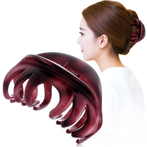 Accessoires Pour Cheveux Grip (Rouge Vin), Poignée Antidérapante Grande Pince À Mâchoire De Poulpe En Plastique Cristal Pince À Cheveux Pour Femme Pince Banane 