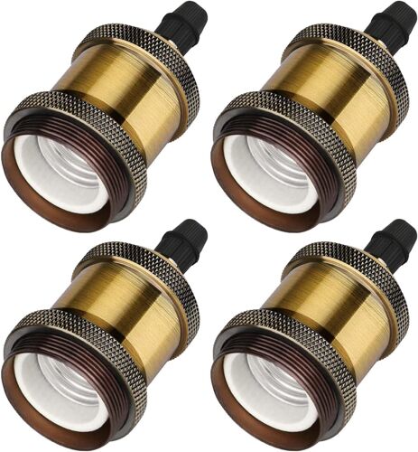 Kalanka-E27 Vintage Bronze Ampoule Douille, Edison Retro Support De Lampe, Solide Céramique Adaptateur, 4 Pièces