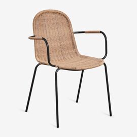 Pack De 2 Chaises De Jardin Empilables Avec Accoudoirs En Rotin Synthétique Reiven Noir