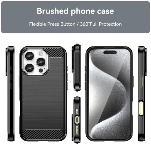 Coque Pour Apple Iphone 16 Pro - Housse Etui Silicone Gel Carbone + Film Ecran - Noir