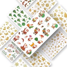332 pièces Gommettes Noël Paillettes, Autocollants Adhésifs Noël, Gommettes pour Scrapbooking et Calendrier de l'Avent, NoëL Décoration Stickers pour Décoration Cadeau de Noël