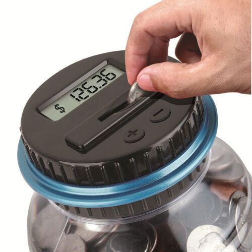 Tirelire électronique 1,5 L, tirelire numérique originale Sterling, tirelire pour enfants avec serrure et autocollant mignon tirelire adulte avec écran LCD