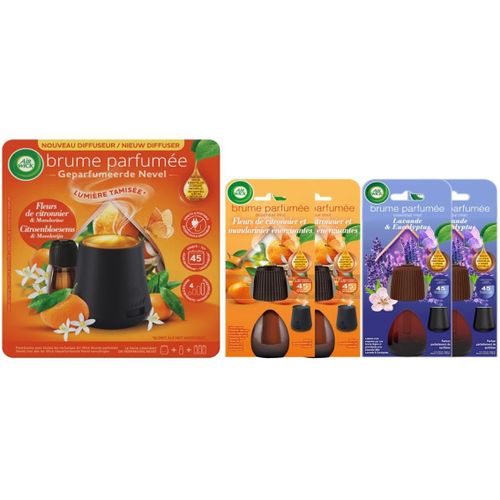 AIR WICK Diffuseur lumineux Fleur de Citronnier 20ml + 4 Recharges: 2xFleur de Citronnier + 2xLavande et Eucalyptus