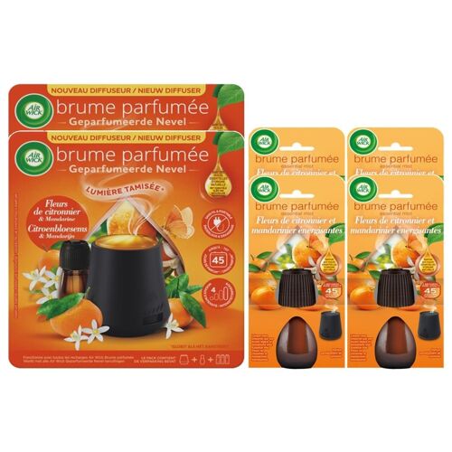 AIR WICK Lot de 2 Diffuseurs lumineux Fleur de Citronnier 20ml + 2 Recharges Fleur de Citronnier