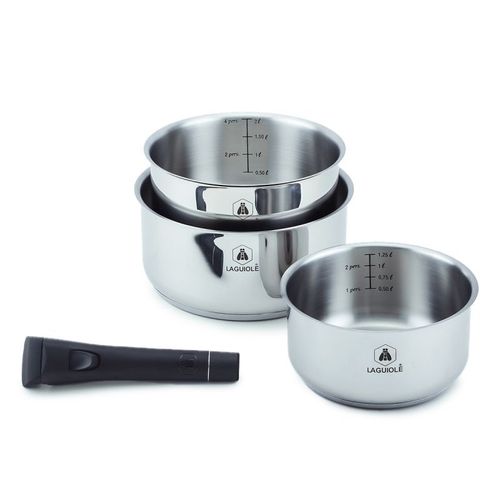 Set 3 Casseroles Amovible 'réactif' Inox 16/18/20 Cm Laguiole La-9120830