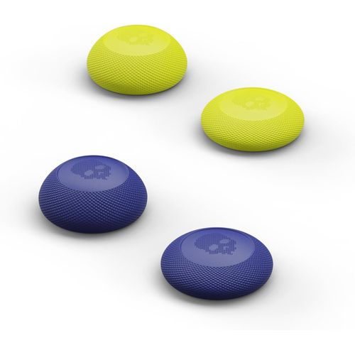 Convex Thumb Grip Caps Joystick Cap Analog Stick Cap Thumbstick Grip Cover For Nintendo Switch Pro Controller & Ps5/Ps4/Slim/Pro Controller-Blue/Neon Yellow,2 Pairs (4pcs)