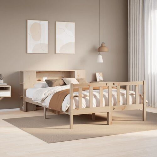 vidaXL Lit bibliothèque sans matelas 135x190 cm bois de pin massif