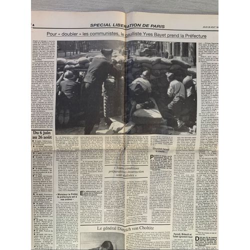 Le Figaro Du 25 Août 1994. 50 Ans De La Liberation De Paris. Numéro 15556. 12 Pages Et Reproduction De La Une Du 25 Août 1944.