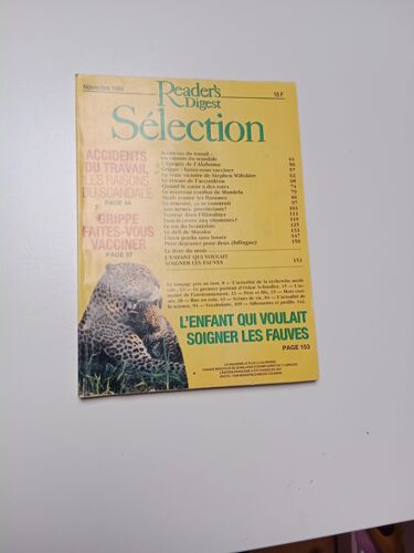 Selection Du Reader'S Digest Novembre 1994 L'Enfant Qui Voulait Soigner Les Fauves (A)