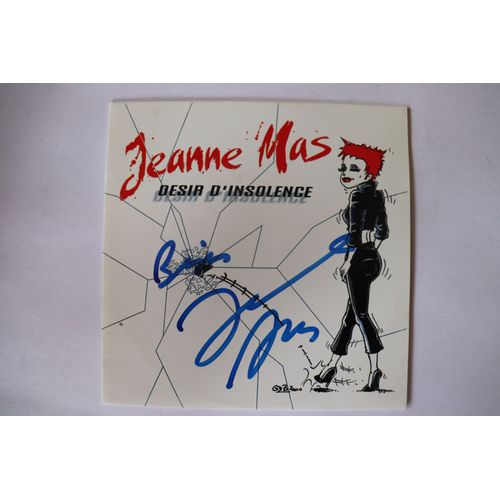 Jeanne Mas - Désir Dinsolence - Dédicace Sur La Pochette