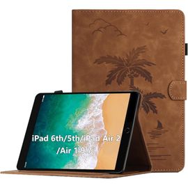 Coque Pour Ipad 6a Gen. 2018 / 5a Gen. 2017 / Ipad Air 2 / Ipad Air 9.7 Pouces, Housse De Protection Multi-Angles Étui En Cuir Pu Avec Fente Pour Carte, Auto Réveil/Sommeil, Brun.[F3415]