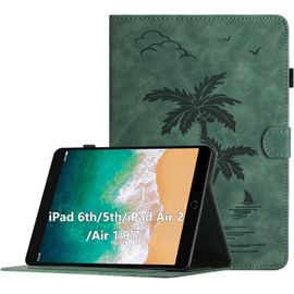 Naeryut-Coque Pour Ipad 6a Gen.2018/5a Gen.2017/Ipad Air 2/Ipad Air 9.7 Pouces,Housse De Protection Multi-Angles Étui En Cuir Pu Avec Fente Pour Carte,Auto Réveil/Sommeil,Vert