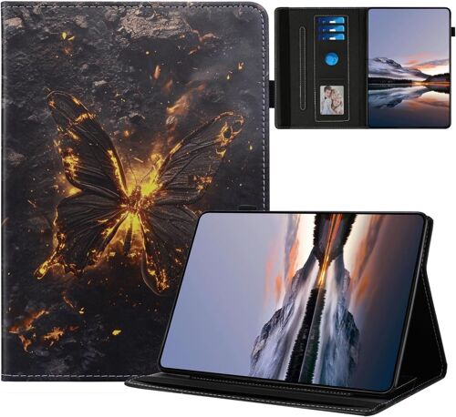 KAL-Coque Pour Samsung Galaxy Tab S6 10.5 Pouces 2019 Sm-T860/T865 Étuis Housse Pu Cuir Flip Peint Motif Support Protection Cover Pour Tablette Samsung Galaxy Tab S6 Coque,Papillons De Feu