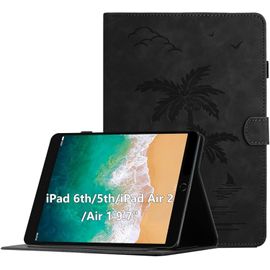 Coque Pour Ipad 6a Gen. 2018 / 5a Gen. 2017 / Ipad Air 2 / Ipad Air 9.7 Pouces, Housse De Protection Multi-Angles Étui En Cuir Pu Avec Fente Pour Carte, Auto Réveil/Sommeil, Noir[Sel6275390]