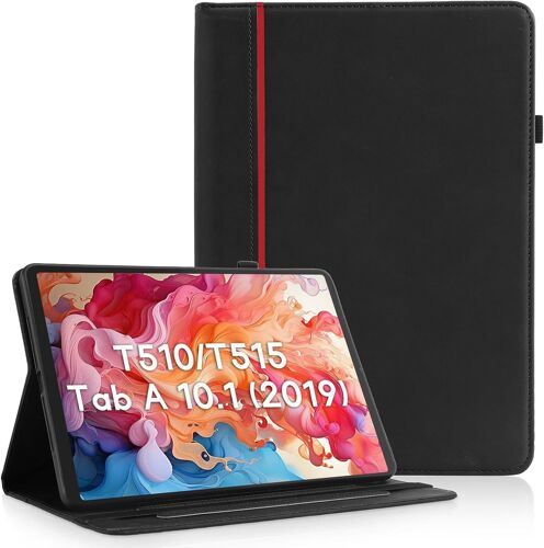 Coque Pour Samsung Galaxy Tab A 10.1 T510/T515 Tablette 2019 - Étui Housse De Protection Cuir Pu Avec Fonction Support/Portefeuille Coque Tablette Galaxy Tab A 10.1 (Noir)