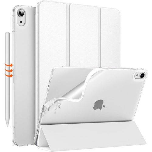 Coque Pour Ipad Air 11 Pouces 7e/6e Génération M3/M2 2025/2024, Ipad Air 5e/4e Gén 10,9"" 2022/2020, Coque Arrière Translucide Givrée Tpu, Auto Réveil/Sommeil, Blanc