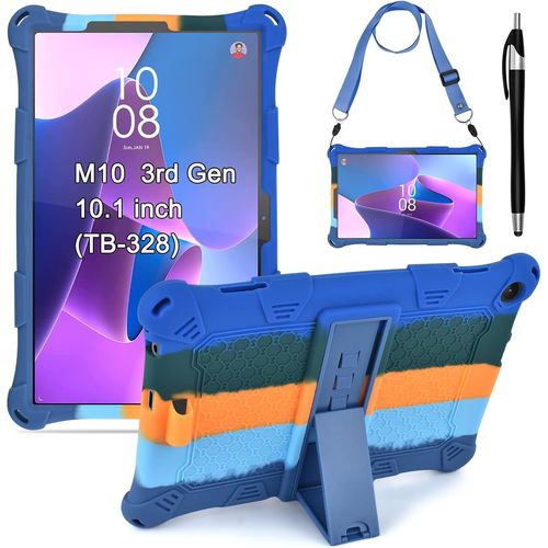 Coque Pour Lenovo Tab M10 3e Génération 10.1 Pouces Tb328 2022 Avec Porte-Crayon Protection Housse Silicone Pour Tablette M10 3rd Gen Étui Pochette Avec Stylus Pen Bandoulière Pour M10 10.1''.[N126]