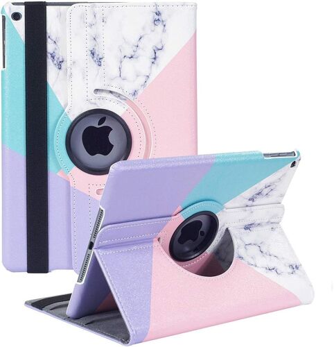 ELVORIX-Étui Rotatif pour iPad 9e Génération 2021/iPad 8ème Génération 2020/iPad 7ème Gén 2019 ¿ Support Rotatif à 360 Degrés avec Fonction de Mise en Veille Automatique pour iPad 10,2 (Marble)