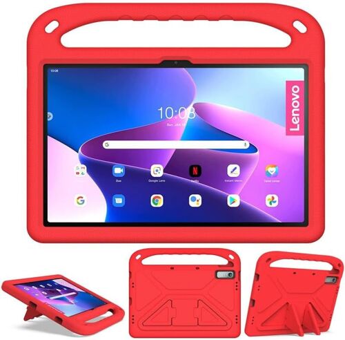 KAL-Étui Pour Enfants Lenovo Tab P11 (2{^>E<^} Génération) Tb350Fu 11,5"", Mousse Eva Légère Et Résistante Aux Chocs Et Durable, Housse De Tablette Avec Poignée Et Support Pour Enfants, Rouge