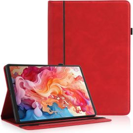 KAL-Coque Pour Ipad Air 11 Pouces M3 2025/ M2 2024 - Étui Housse De Protection Cuir Pu Avec Fonction Support/Portefeuille Coque Tablette (Rouge)