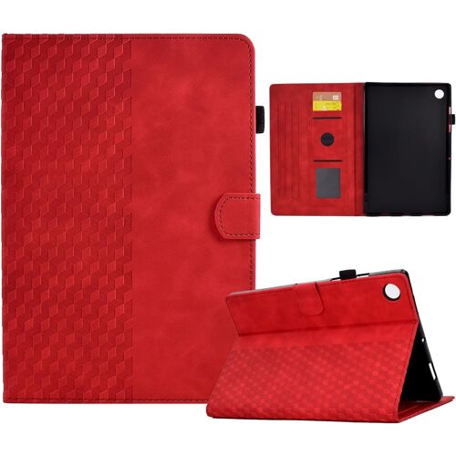 Coque Pour Samsung Galaxy Tab A8 10.5 Pouce 2022/2021 (Smx200/X205/X207) Tablette Housse Cuir Pu Etui De Protection Flip Case Avec Veille/Réveil Auto Et Multiangle Support Rouge
