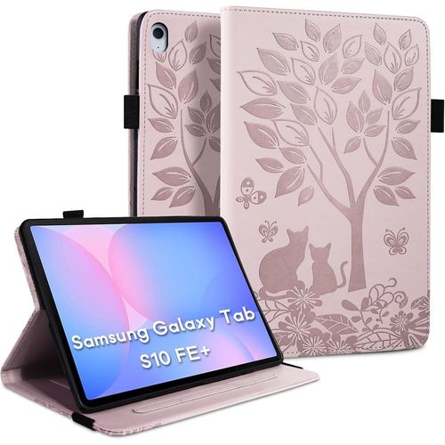 Coque Pour Samsung Galaxy Tab S10 Plus 2025 (13.1 Pouces) Étui En Cuir Pu Housse De Protection Avec Porte-Stylo Et Support Tablette Case Pour Galaxy Tab S10 Fe+((Sm-X620/X626b)-Rose