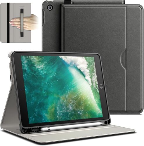 Coque Pour Ipad 6/5 (9,7 Pouces, Modèle 2018/2017, 6ème/5ème Génération), Pu Cuir Folio Protecteur Housse Étui De Tablette Avec Porte-Stylet & Poche, Multi-Angle Affichage (Gris Si[Coq5188201]