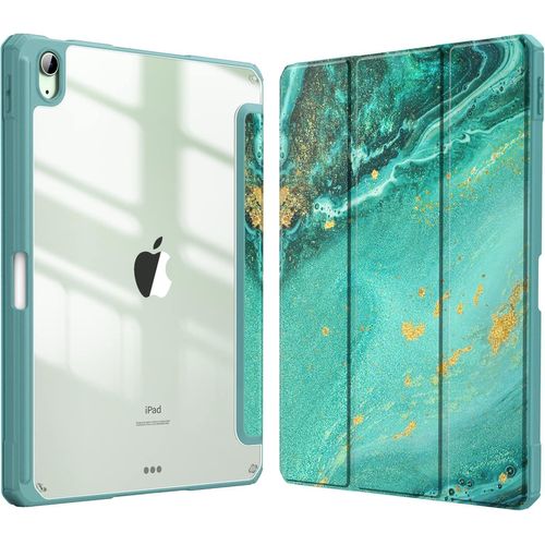Coque Pour Ipad Air 11 Pouces 2024 M2 Et Ipad Air 5/4 10.9 Pouces (2022/2020) - [Rangement De Stylet] Housse Transparente Claire Etui Antichoc Veille/Réveil Auto, Vague Aquatique.[F4216]