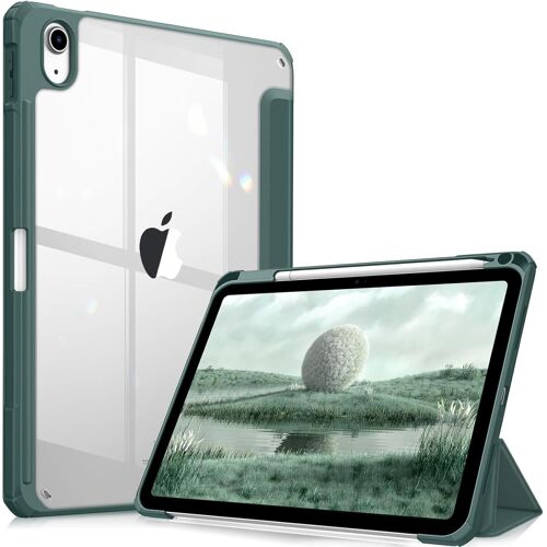 Coque pour iPad (A16) 11ème Génération 11 Pouces 2025, iPad 10ème Génération 10.9 Pouces 2022 - [Rangement de Stylet] Coque Transparente Claire, Housse Bord Antichoc, Vert Forêt