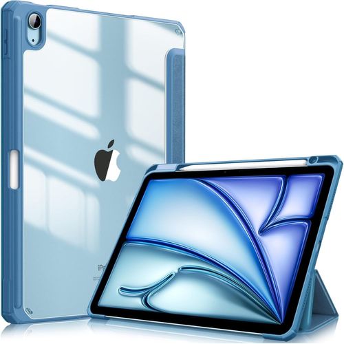 Coque Pour Ipad Air 11 Pouces M3/M2 (2025/2024), Ipad Air 5/4 10.9 Pouces (2022/2020) - [Rangement De Stylet] Housse Transparente Claire Etui Antichoc Veille/Réveil Auto, Bleu Brum[Coq5191956]