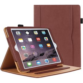 Coque Pour Ipad 6ème/5ème Génération 9.7 Pouces 2018/2017, Coque Étui Pour Ipad Air 2 9.7 Pouces 2014, Étui Protecteur En Cuir Pu Avec Veille/Réveil Automatique (Marron)