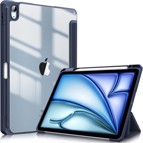 Coque Pour Ipad Air 11 Pouces 2024 M2 Et Ipad Air 5/4 10.9 Pouces (2022/2020) - [Rangement De Stylet] Housse Transparente Claire Etui Antichoc Veille/Réveil Auto, Bleu Marine.[F4232]