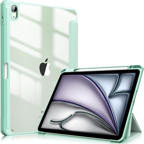 LORANKA-Coque pour iPad Air 11 Pouces M3/M2 (2025/2024), iPad Air 5/4 10.9 Pouces (2022/2020) - [Rangement de Stylet] Housse Transparente Claire Etui Antichoc Veille/Réveil Auto, Vert